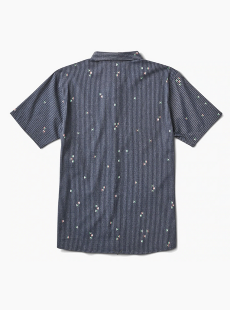 Roark Bless Up Mechanical Stretch Button Up Short Sleeve Shirt Navy Blue