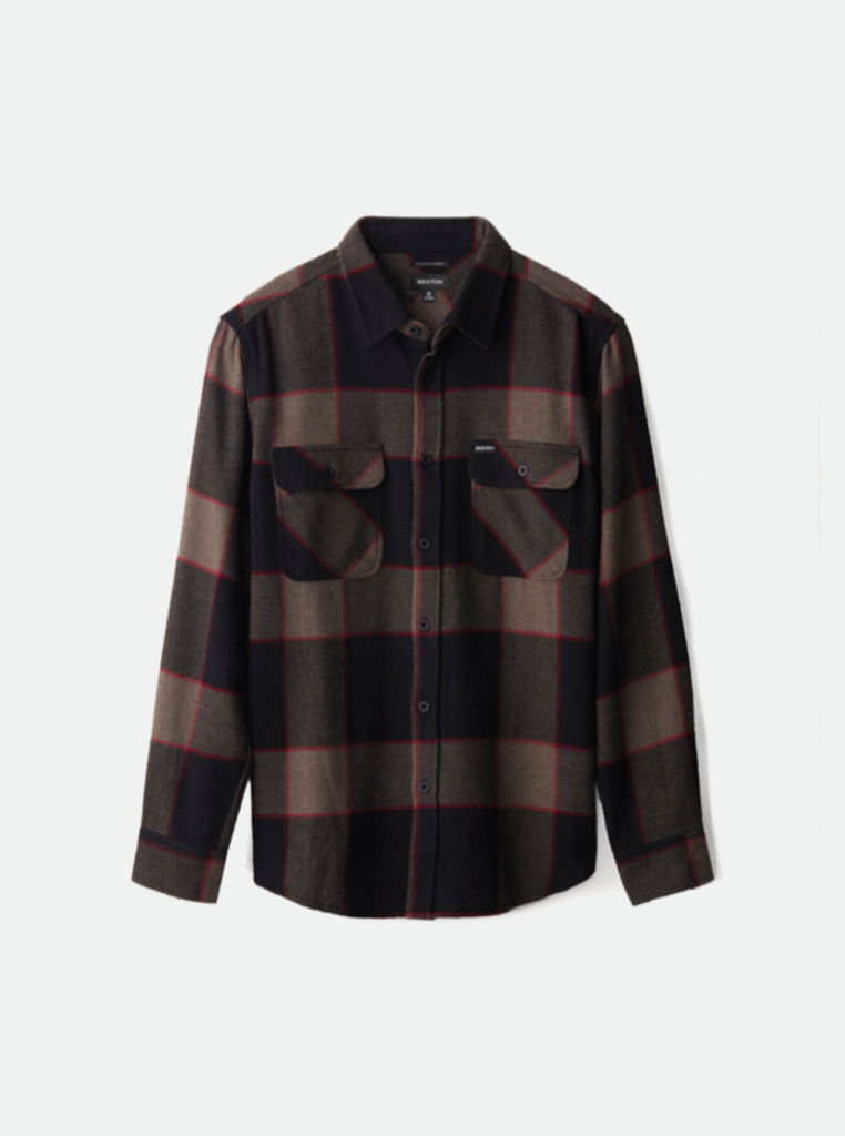 Brixton Bowery L/S Flannel Heather Grey/Charcoal