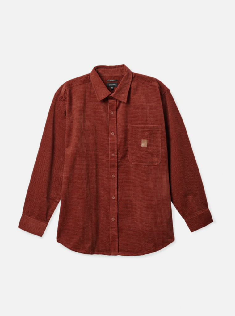 Brixton Porter Long Sleeve Waffle Corduroy Burnt Henna