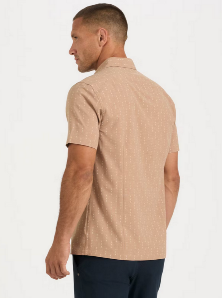 Vuori Short Sleeve Bridge Button Down Shirt Wheat Arrows