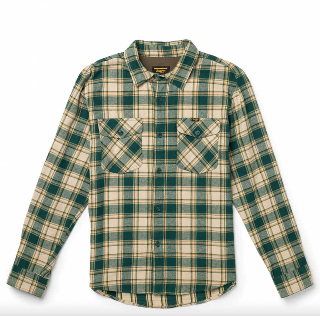 Seager Calico Long Sleeve Flannel Shirt Cream/Forest