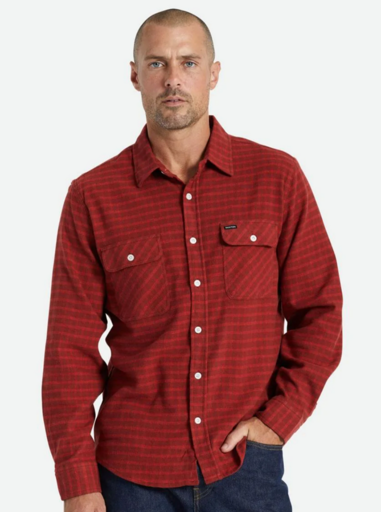 Brixton Bowery Stretch L/S Utility Flannel Burnt Henna/Mars Red