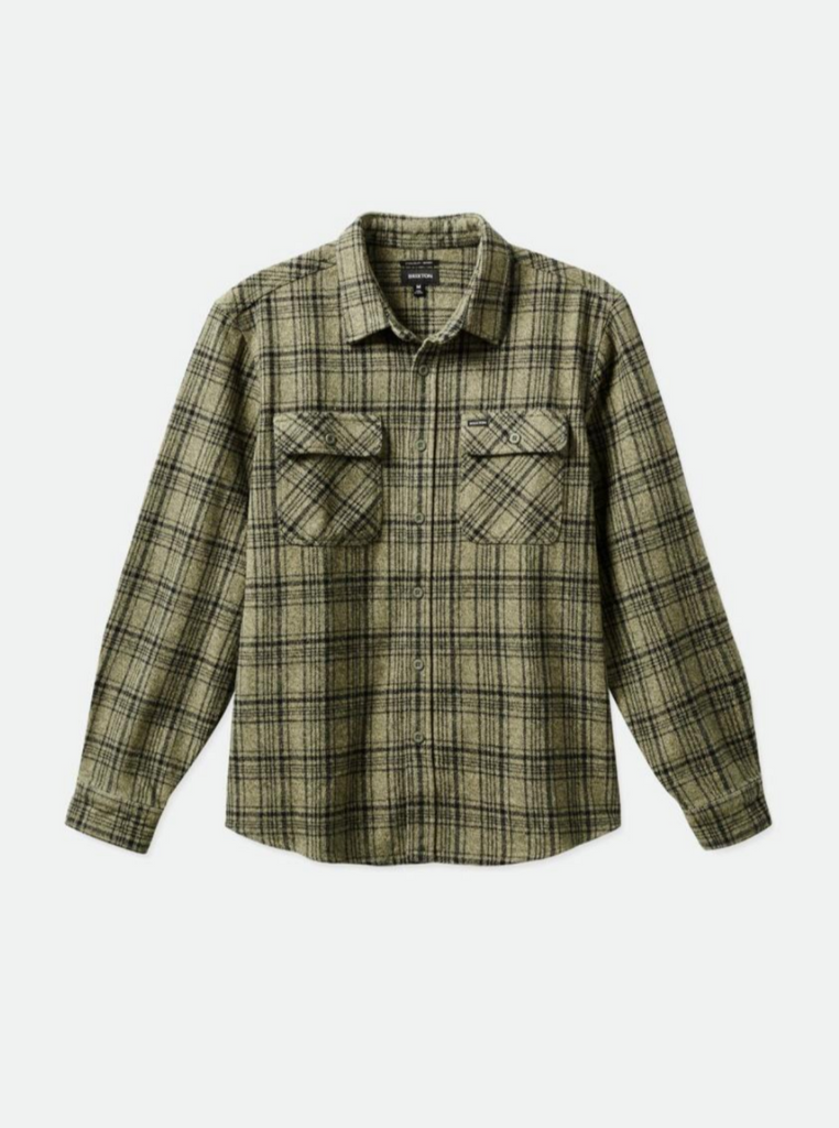 Brixton Bowery Heavy Weight L/S Flannel Military Olive/Black