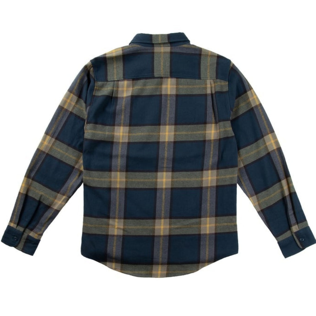 Seager Calico Long Sleeve Flannel Shirt Blue